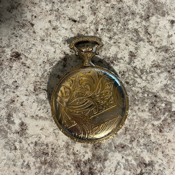 Vintage Andre Rivalle Covered Yellow Gold Plated Art Decor Pocket Watch main image 5